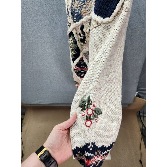 Vintage Garland Knitwear Womens Patchwork Cardigan Sweater With Shoulder Pads - Picture 4 of 7